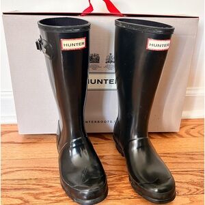 Hunter Kids Original Gloss Rain Boots- BLACK- Size 1